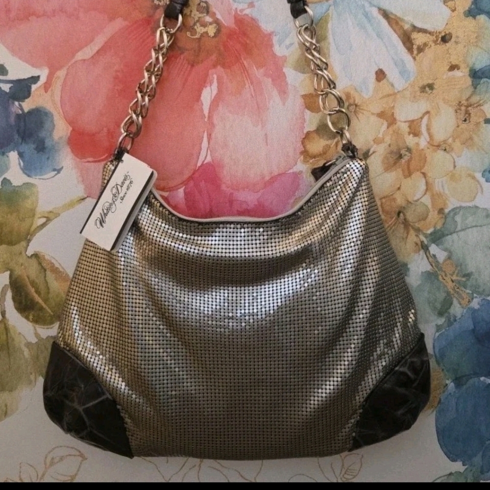 Whiting & Davis Silver Mesh Metallic Hobo Bag NWT READ